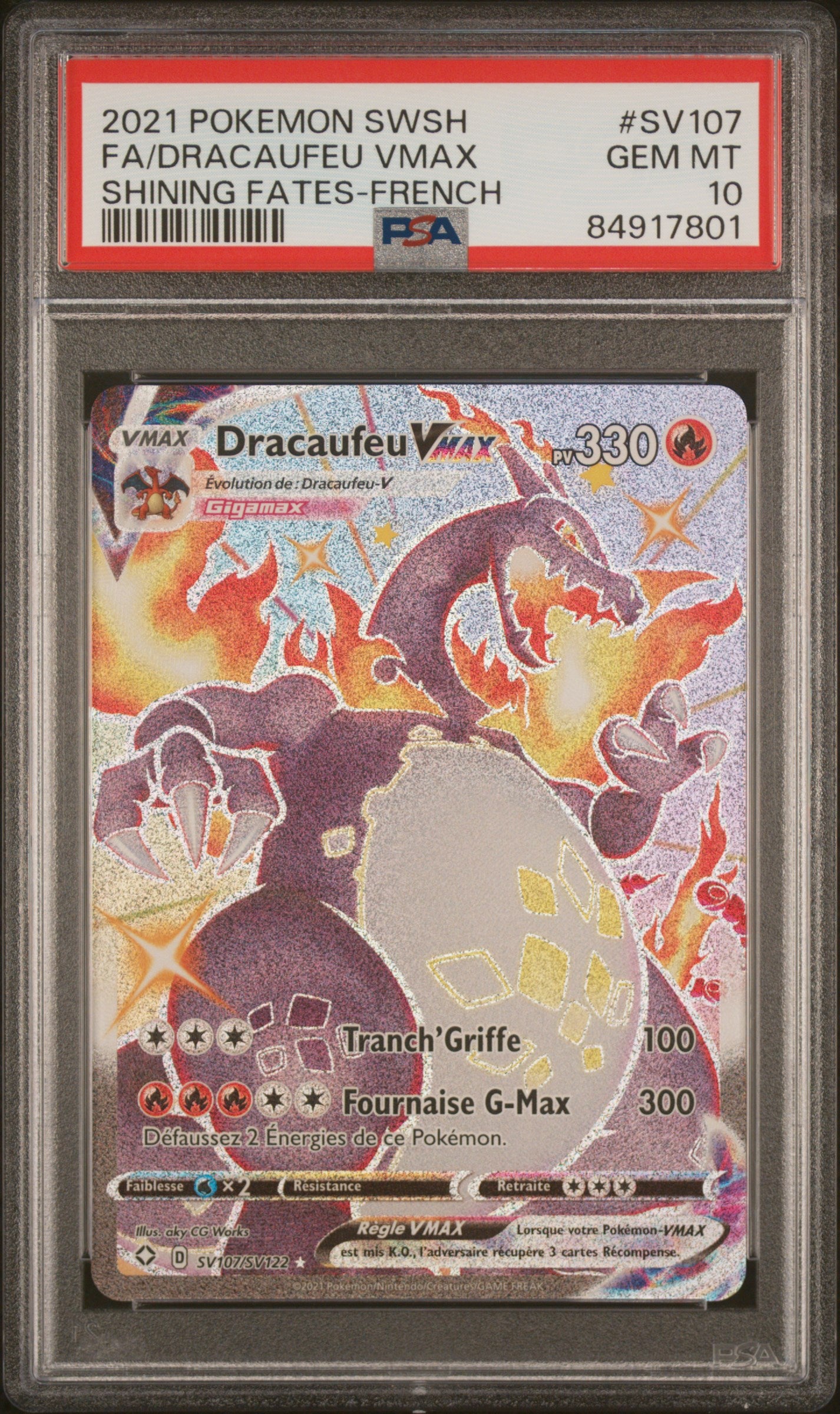 Dracaufeu VMAX SV107 – Destinées Radieuses (Shining Fates) FR - PSA 10