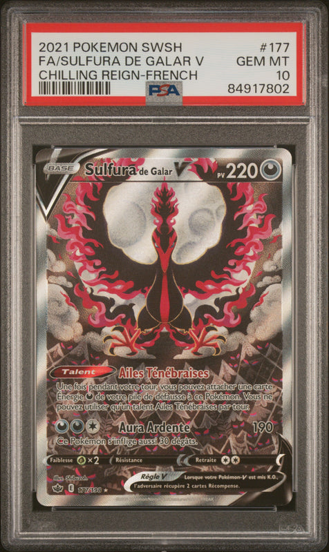 Sulfura de Galar V FA #177 – Pokémon Fr - PSA 10